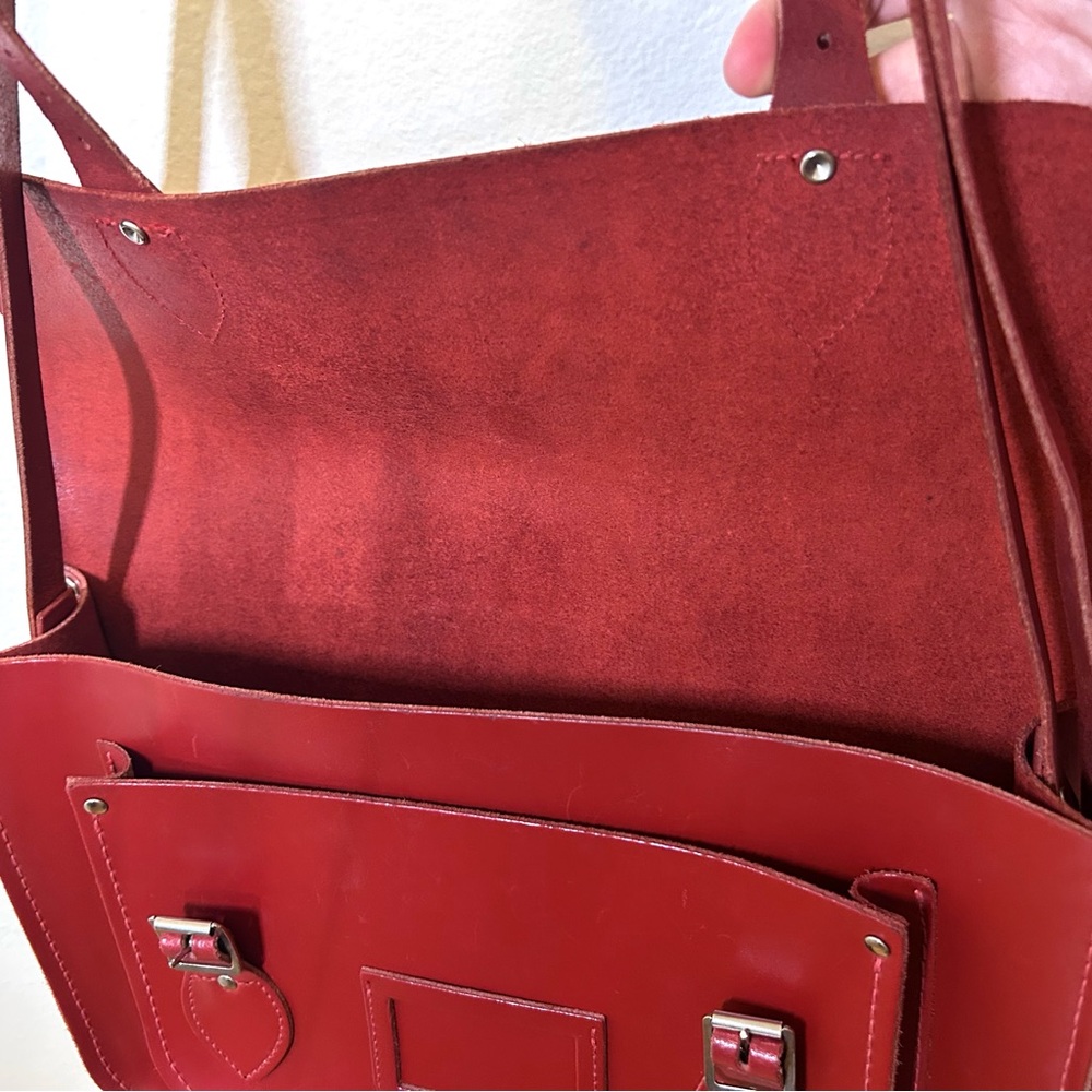 Cambridge Satchel Company 14 Inch Satchel in Red leather messenger bag academia - Picture 11 of 12
